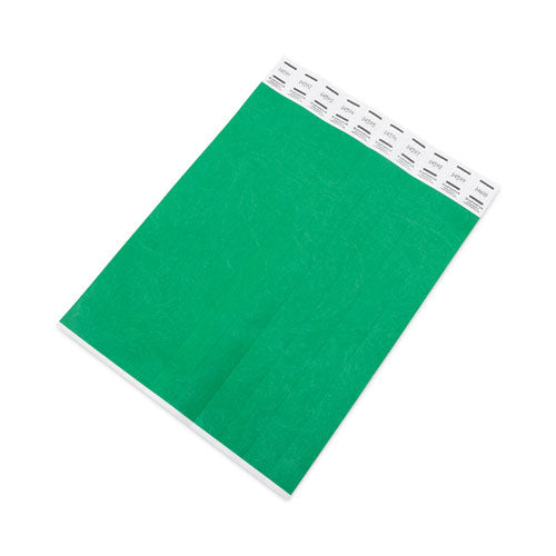 Image of Advantus 75443 Crowd Management Wristbands, Sequentially Numbered, 10" x 0.75", Green, 100/Pack