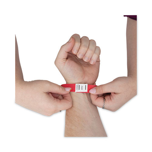 Image of Advantus 75441 Crowd Management Wristbands, Sequentially Numbered, 10" x 0.75", Red, 100/Pack