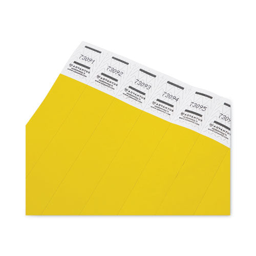 Image of Advantus 91123 Crowd Management Wristbands, Sequentially Numbered, 9.75" x 0.75", Neon Yellow,500/Pack