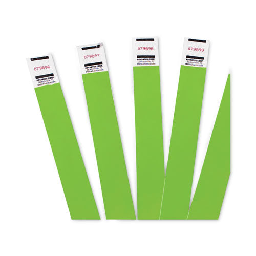 Image of Advantus 91122 Crowd Management Wristbands, Sequentially Numbered, 9.75" x 0.75", Neon Green, 500/Pack