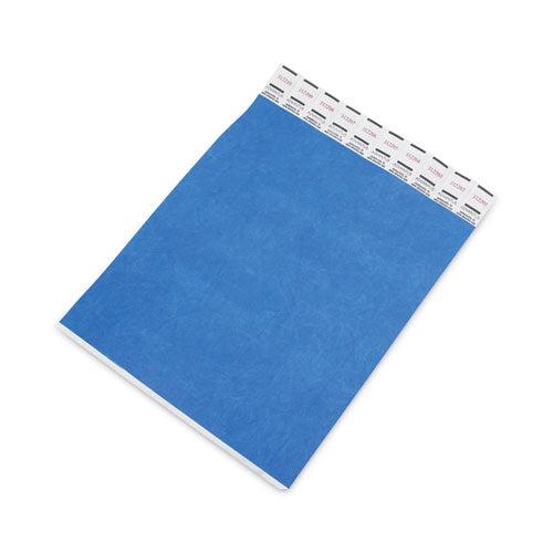 Image of Advantus 75442 Crowd Management Wristbands, Sequentially Numbered, 10" x 0.75", Blue, 100/Pack