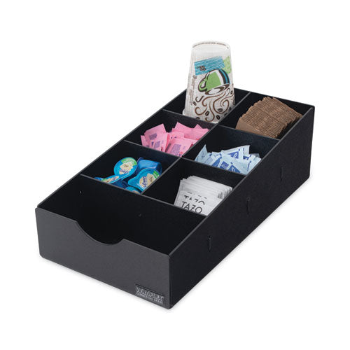 Image of Vertiflex® Commercial Grade VFCC-169 Condiment Caddy, 7 Compartments, 8.75 x 16 x 5.25, Black
