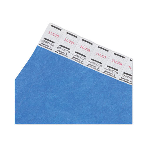 Image of Advantus 75513 Crowd Management Wristbands, Sequentially Numbered, 9.75" x 0.75", Blue, 500/Pack