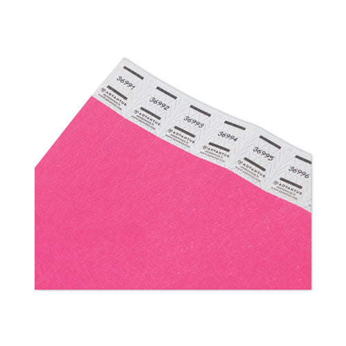 Image of Advantus 91121 Crowd Management Wristbands, Sequentially Numbered, 9.75" x 0.75", Neon Pink, 500/Pack