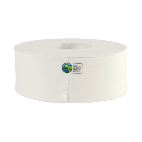 Image of Boardwalk® B6100 JRT Jumbo Roll Bathroom Tissue, Septic Safe, 2-Ply, 3.3" x 1,000 ft, White, 12 Rolls/Carton