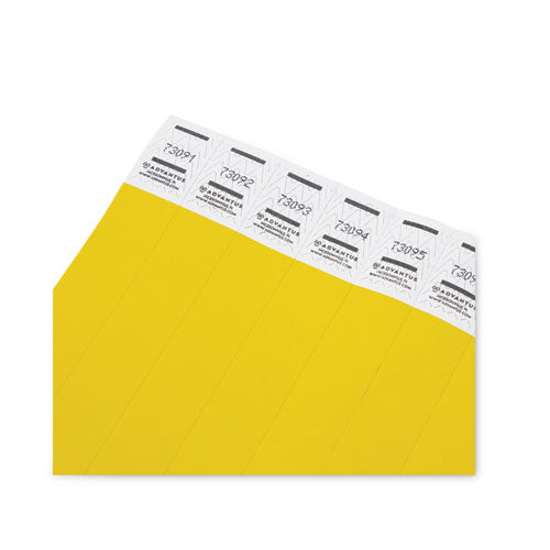 Image of Advantus 75444 Crowd Management Wristbands, Sequentially Numbered, 10" x 0.75", Yellow, 100/Pack