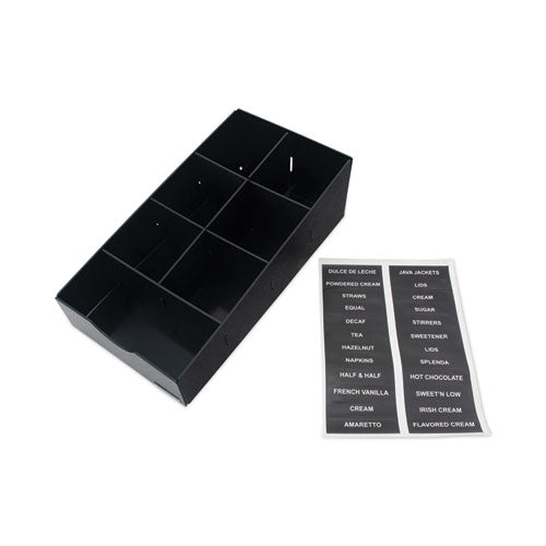 Image of Vertiflex® Commercial Grade VFCC-169 Condiment Caddy, 7 Compartments, 8.75 x 16 x 5.25, Black
