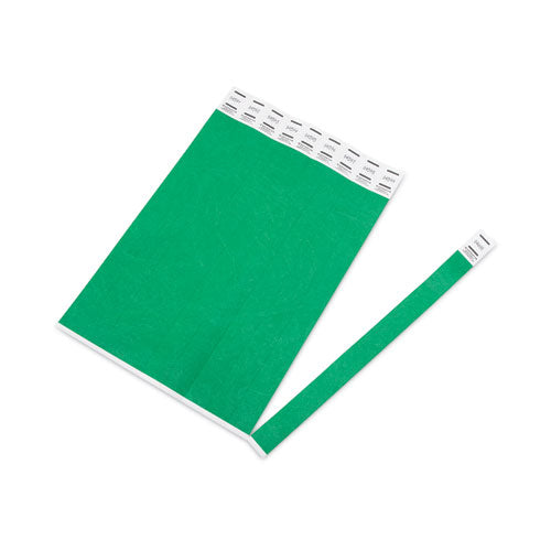 Image of Advantus 75443 Crowd Management Wristbands, Sequentially Numbered, 10" x 0.75", Green, 100/Pack
