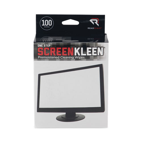 Image of Read Right® RR1309 OneStep CRT ScreenKleen Cleaning Pads, Cloth, 5 x 5, Unscented, White, 100/Box