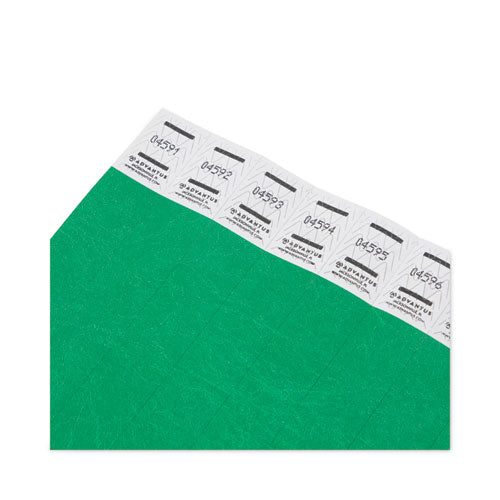 Image of Advantus 75511 Crowd Management Wristbands, Sequentially Numbered, 9.75" x 0.75", Green, 500/Pack