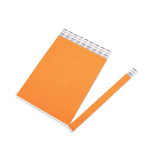Image of Advantus 91120 Crowd Management Wristbands, Sequentially Numbered, 9.75" x 0.75", Neon Orange, 500/Pack