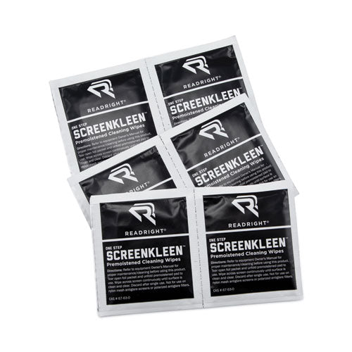 Image of Read Right® RR1309 OneStep CRT ScreenKleen Cleaning Pads, Cloth, 5 x 5, Unscented, White, 100/Box