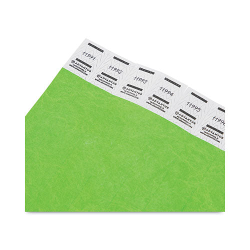 Image of Advantus 91122 Crowd Management Wristbands, Sequentially Numbered, 9.75" x 0.75", Neon Green, 500/Pack