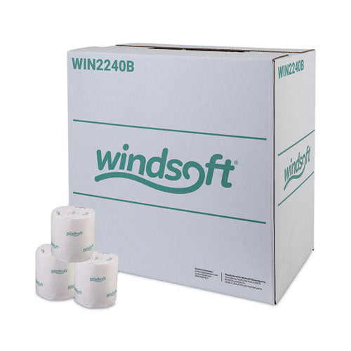 Image of Windsoft® WIN2240B Bath Tissue, Individually Wrapped Rolls, Septic Safe, 2-Ply, White, 500 Sheets/Roll, 96 Rolls/Carton
