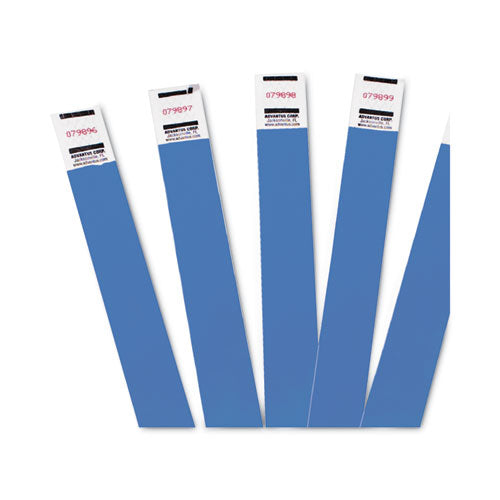 Image of Advantus 75513 Crowd Management Wristbands, Sequentially Numbered, 9.75" x 0.75", Blue, 500/Pack