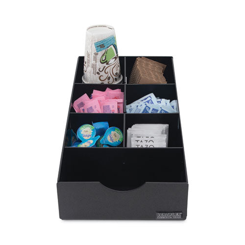 Image of Vertiflex® Commercial Grade VFCC-169 Condiment Caddy, 7 Compartments, 8.75 x 16 x 5.25, Black