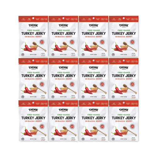 Image of Think Jerky® 627 Sriracha Honey Turkey Jerky, 1 oz Pouch, 12/Pack