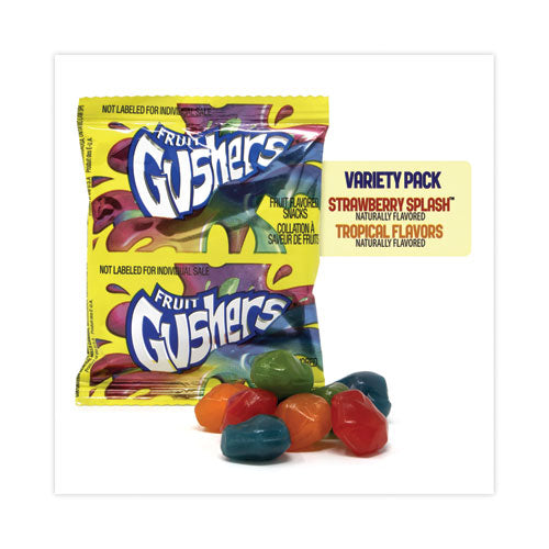 Image of Betty Crocker 14698 Fruit Gushers Fruit Snacks, Strawberry and Tropical Fruit Flavors, 0.8 oz, 42 Pouches/Carton