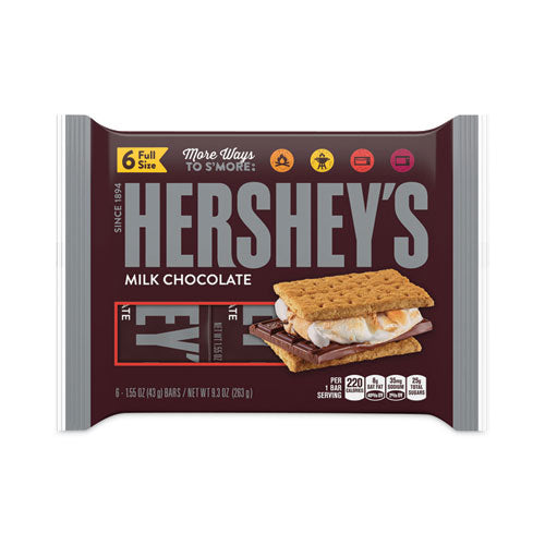 Image of Hershey®'s 29005 Milk Chocolate Bar, 1.55 oz Bar, 6 Bars/Pack, 2 Packs/Box
