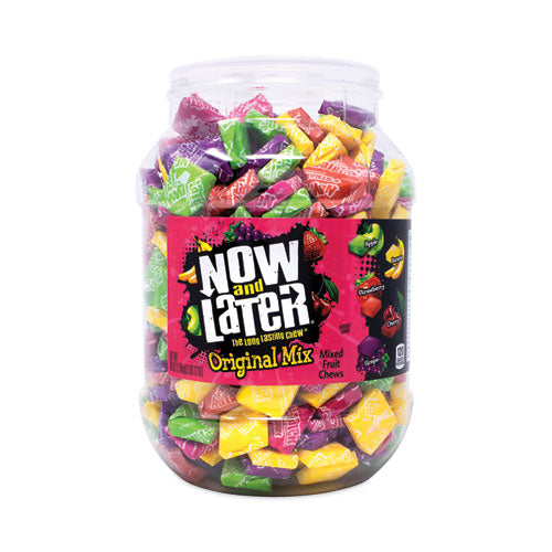 Image of Now and Later® 630550 Mixed Fruit Chews, Assorted Flavors, 60 oz Tub, 365 Pieces