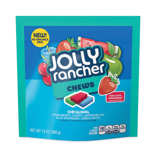 Image of Jolly Rancher® 51921 Chews Candy, Assorted Flavors, 13 oz Pouches, 4/Carton