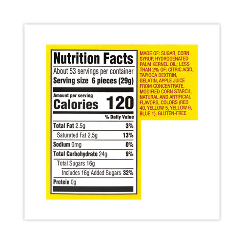 Image of Starburst® 28086 Original Fruit Chews, Cherry; Lemon; Orange; Strawberry, 50 Oz Bag