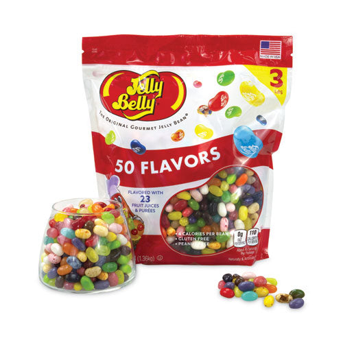 Image of Jelly Belly® 26546 50 Flavors Jelly Beans Assortment, 3 lb Standup Bag