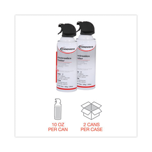 Image of Innovera® IVR10012 Compressed Air Duster Cleaner, 10 Oz Can, 2/pack