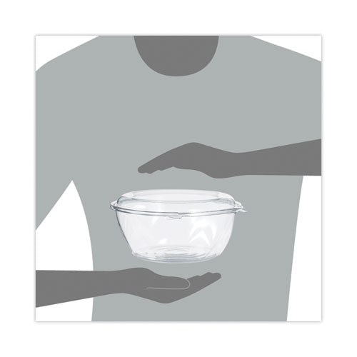 Image of Dart® CTR64BD SafeSeal Tamper-Resistant, Tamper-Evident Bowls with Dome Lid, 64 oz, 8.9" Diameter x 4" h, Clear, Plastic, 100/Carton