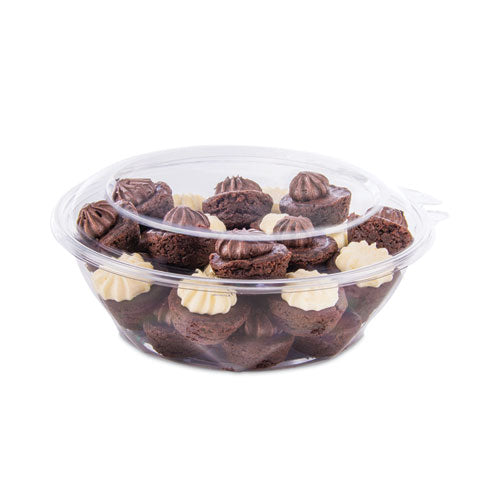 Image of Dart® CTR48BD SafeSeal Tamper-Resistant, Tamper-Evident Bowls with Dome Lid, 48 oz, 8.9" Diameter x 3.4" h, Clear, Plastic, 100/Carton