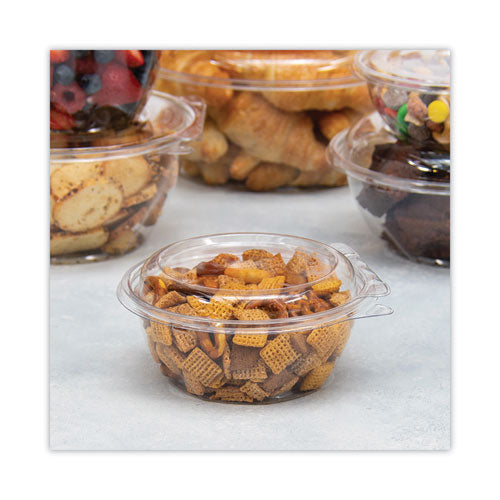 Image of Dart® CTR12BD SafeSeal Tamper-Resistant, Tamper-Evident Bowls with Dome Lid, 12 oz, 5.5" Diameter x 2.6" h, Clear, Plastic, 240/Carton