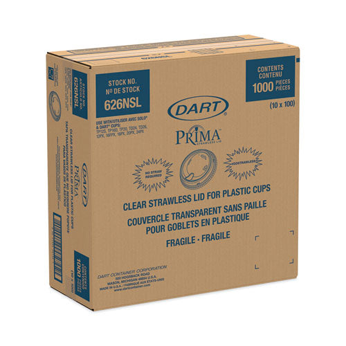 Image of Dart® 626NSL Prima Strawless Plastic Lids, Fits 12 oz to 26 oz Cold Cups, Clear, 1,000/Carton