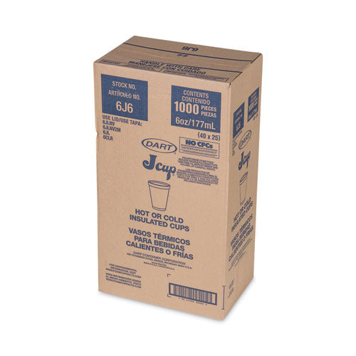 Image of Dart® 6J6 Foam Drink Cups, 6 Oz, White, 25/bag, 40 Bags/carton