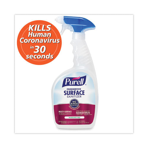 Image of PURELL® 3341-06-RTL Foodservice Surface Sanitizer3, Fragrance Free, 32 oz Bottle with Spray Trigger Attached, 6/Carton