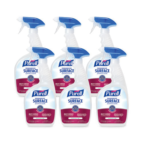Image of PURELL® 3341-06 Foodservice Surface Sanitizer, Fragrance Free, 32 oz Capped Bottle with Spray Trigger Included in Carton, 6/Carton