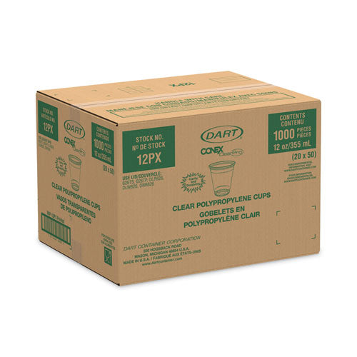 Image of Dart® 12PX Conex Clearpro Plastic Cold Cups, 12 Oz, Clear, 50/sleeve, 20 Sleeves/carton