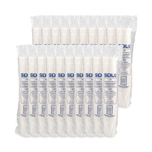 Image of SOLO® 370W-2050 Single-Sided Poly Paper Hot Cups, 10 oz, White, 50/Sleeve, 20 Sleeves/Carton