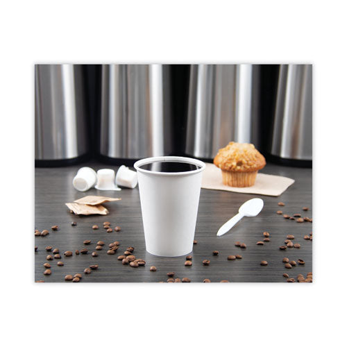 Image of SOLO® 412WN-2050 Single-Sided Poly Paper Hot Cups, 12 Oz, White, 50/bag, 20 Bags/carton