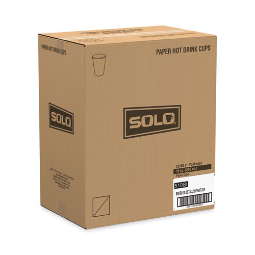 Image of SOLO® 510SI Paper Hot Drink Cups in Bistro Design, 3.54" Diameter x 3.61" h, 10 oz, Maroon, 1,000/Carton