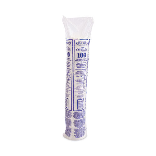 Image of Dart® OPT316 Optima Reclosable Lids for Hot Paper Cups, Fits 10 oz to 24 oz Hot Cups, Plastic, White, 1,000/Carton