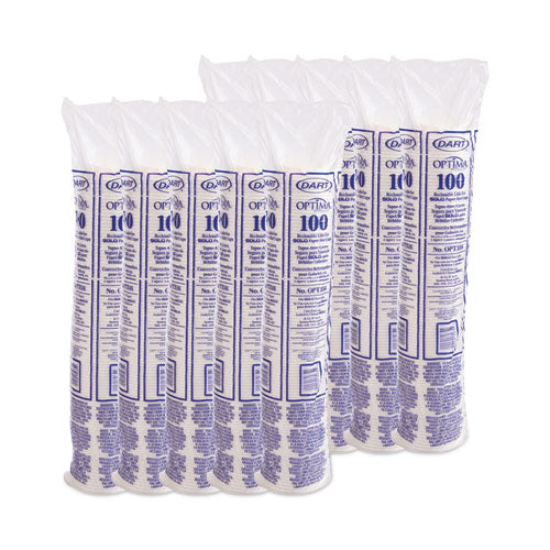 Image of Dart® OPT316 Optima Reclosable Lids for Hot Paper Cups, Fits 10 oz to 24 oz Hot Cups, Plastic, White, 1,000/Carton