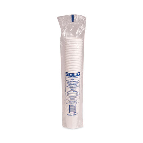 Image of SOLO® 412WN-2050 Single-Sided Poly Paper Hot Cups, 12 Oz, White, 50/bag, 20 Bags/carton