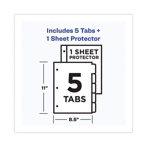Image of Avery® 16740 Clear Easy View Plastic Dividers With Multicolored Tabs And Sheet Protector, 5-Tab, 11 X 8.5, Clear, 1 Set