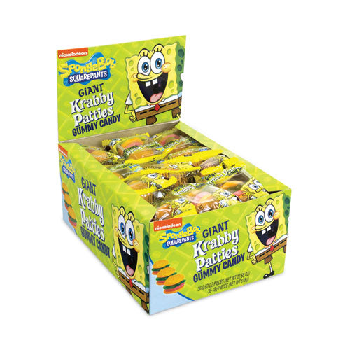 Image of Nickelodeon 479210 SpongeBob Squarepants Giant Krabby Patties Gummy Candy, 0.63 oz Pack, 36/Carton