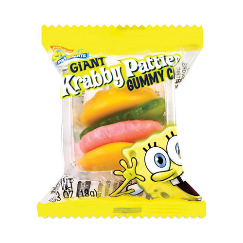 Image of Nickelodeon 479210 SpongeBob Squarepants Giant Krabby Patties Gummy Candy, 0.63 oz Pack, 36/Carton