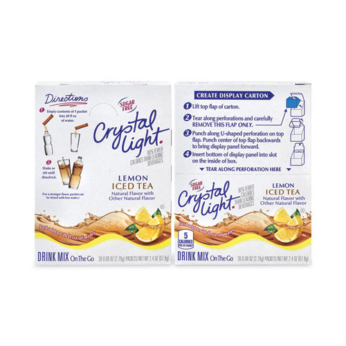 Image of Crystal Light® 0 On-The-Go Sugar-Free Drink Mix, Iced Tea, 0.08 oz Single-Serving Tubes, 30/Box, 2 Boxes/Carton