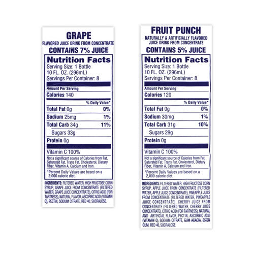 Image of Welch's® 47910 Fruit Juice Variety Pack, Fruit Punch, Grape, and Orange Pineapple, 10 oz Bottles, 24/Carton