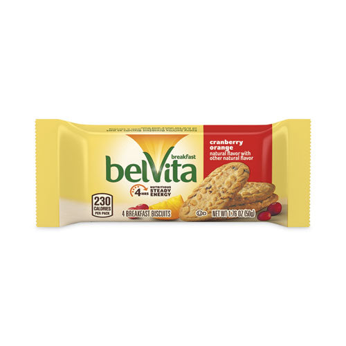 Image of BelVita 4059 Cranberry Orange Crunchy Breakfast Biscuits, 1.76 oz Packet of 6, 5 Packs/Box, 6 Boxes/Carton