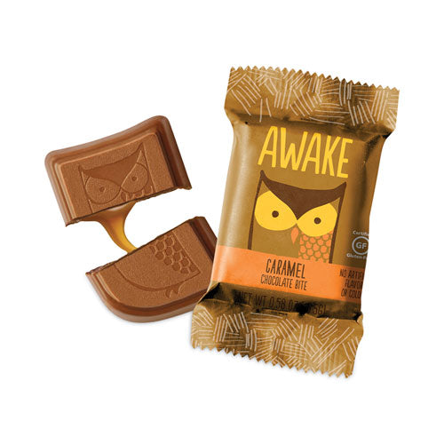 Image of Awake 00453U Caffeinated Caramel Chocolate Bites, 0.58 oz Bars, 50 Bars/Carton