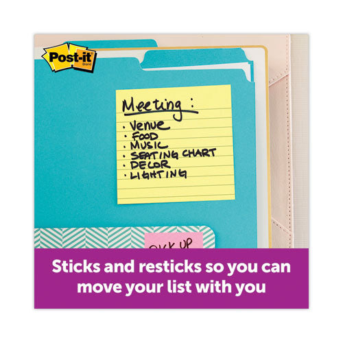 Image of Post-it® Notes Super Sticky 675-6SSCY Pads in Canary Yellow, Note Ruled, 4" x 4", 90 Sheets/Pad, 6 Pads/Pack